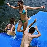 RELAX4LIFE 270 x 180 cm Wasserhängematte, Aufrollbare Schwimmmatte, Wasser Bett 300 kg belastbar (bis zu 5 Personen), Wasserliege aus 3-schichtigem XPE Schaum, Wassermatte für Erholung (Groß-Blau) - 3