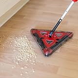 Relaxdays Akkubesen ohne Beutel, kabellos, dreieckiger Kopf, rotierende Bürsten, Elektrobesen, 115x34x34 cm, rot/schwarz - 3