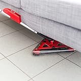 Relaxdays Akkubesen ohne Beutel, kabellos, dreieckiger Kopf, rotierende Bürsten, Elektrobesen, 115x34x34 cm, rot/schwarz - 5