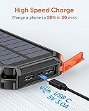 Hiluckey Wireless Solar Powerbank 26800mAh Wasserdichtes Solar Ladegerät USB C Externer Akku mit 4 Outputs, Power Bank für Smartphones, Tablets und mehr - 4