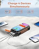 Hiluckey Wireless Solar Powerbank 26800mAh Wasserdichtes Solar Ladegerät USB C Externer Akku mit 4 Outputs, Power Bank für Smartphones, Tablets und mehr - 5