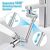 Flintronic Drehbarer Wasserhahn Aufsatz, 1440 Grad Multifunktionaler Verlängerungshahn Mit 2 Einstellbarer Perlator, Faucet Extender für Küche und Bad - 2