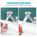 Flintronic Drehbarer Wasserhahn Aufsatz, 1440 Grad Multifunktionaler Verlängerungshahn Mit 2 Einstellbarer Perlator, Faucet Extender für Küche und Bad - 4