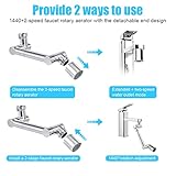 Flintronic Drehbarer Wasserhahn Aufsatz, 1440 Grad Multifunktionaler Verlängerungshahn Mit 2 Einstellbarer Perlator, Faucet Extender für Küche und Bad - 7