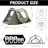 TECKZOON Pop Up Camping Zelt 3–5 Personen, Automatisches Wurfzelt in 3 Sekunden, 2 Mesh-Fenster, 210D Wasserdicht & UV-Schutz, Tragbares Leichtes Kuppelzelt für Outdoor, Familien, Festival & Reisen - 2