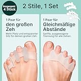 YOGAMEDIC Zehenspreizer - 2 Paar, 4 Stück - Weiche, komfortable, langhaltige & BPA-Freie Silikon Zehentrenner - Hallux Valgus Korrektur - Hammerzehen Korrektur - Zehenschutz - 3