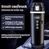 DC 12V/24V Auto Reise Elektrischer Wasserkocher, 400ml Auto Heizbecher mit Anti-Spill Deckel, Auslaufsicher, 304 Edelstahl Liner Tragbare Kaffee Tee Tasse Bis zu 100℃ Variable Temperaturregelung - 2