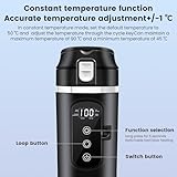 DC 12V/24V Auto Reise Elektrischer Wasserkocher, 400ml Auto Heizbecher mit Anti-Spill Deckel, Auslaufsicher, 304 Edelstahl Liner Tragbare Kaffee Tee Tasse Bis zu 100℃ Variable Temperaturregelung - 5