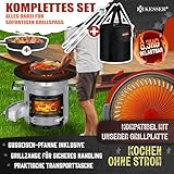 KESSER® Raketenofen mit Grillpfanne aus Gusseisen | inkl. Grillzange & Tragetasche | Dutch Oven 6 integrierte Spikes | BBQ Rakete Holzofen | Camping Outdoor-Campingkocher | Campinggrill Edelstahl - 2