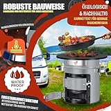 KESSER® Raketenofen mit Grillpfanne aus Gusseisen | inkl. Grillzange & Tragetasche | Dutch Oven 6 integrierte Spikes | BBQ Rakete Holzofen | Camping Outdoor-Campingkocher | Campinggrill Edelstahl - 3