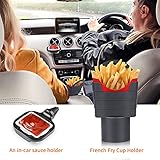 Fowecelt 3 Stück Pommes-Frites-Becherhalter Auto Saucenhalter Auto Pommes Halter Dip- und Saucenhalter-Clip-Set Schwarz - 3