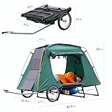 Jagahaha Fahrradanhänger Zelt, Faltbarer, wasserdichter Fahrradwohnwagen mit 16 Zoll Geländerädern, PU2000mm, schneller Aufbau in 2 Minuten, erhöhtes Schlafe, Perfekt E-Bike Camping - 6