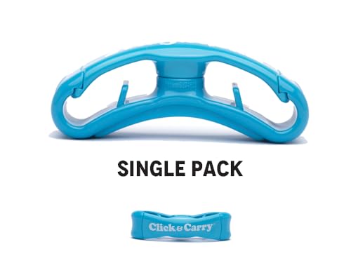 Click & Carry Einkaufstaschen-Tragetasche, 1 Stück, blau – wie auf Shark Tank gesehen, weicher gepolsterter Griff, freihändige Einkaufstasche, Plastiktütenhalter, Sportausrüstung, klicken und mit - 2