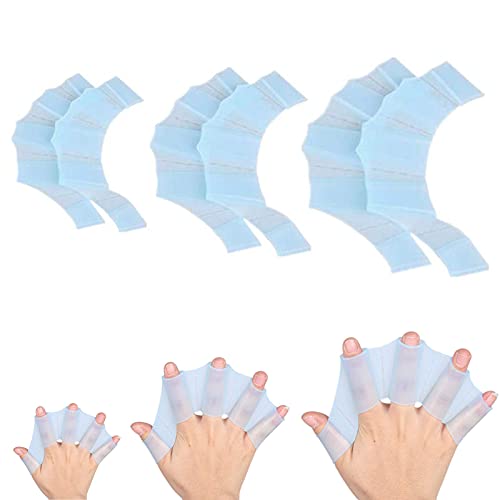 3 Paar Schwimmflossen Silikon Schwimmhäute Finger Schwimmhandschuhe Schwimmhäute Handschuhe Schwimmhandschuhe Wassersport Schwimmhandschuhe für Frauen Männer Schwimmtraining zum Schnorcheln(S/M/L) - 1