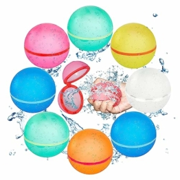 8 Stück Wiederverwendbare Magnetische Wasserballons,Magic Splashy Balls,Wasserbomben,Silikon Wasserballons Wasserspielzeug,Eine Sekunde Schnellfüller Wasserbomben, für Sommer Draussen,Pool - 1