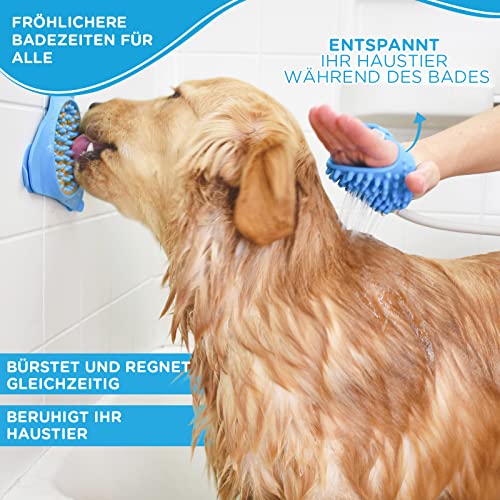 Aquapaw Hundewasch- und Duschaufsatz | Schnelles und einfaches Baden, Massieren und Pflegen von Haustieren im Innen- und Außenbereich | Inklusive 8-Fuß-Hundeduschschlauch Sprayer und Schrubber - Blau - 4