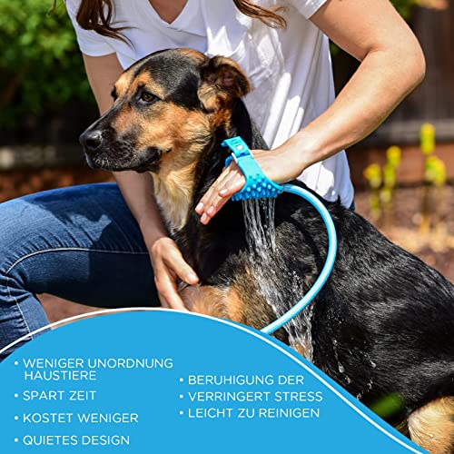 Aquapaw Hundewasch- und Duschaufsatz | Schnelles und einfaches Baden, Massieren und Pflegen von Haustieren im Innen- und Außenbereich | Inklusive 8-Fuß-Hundeduschschlauch Sprayer und Schrubber - Blau - 6