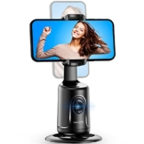 Auto Face Tracking Stativ, 360° Rotation Smart Telefonhalter, Keine App nötig, Gesicht Körper Selfie Stick Gimbal Stabilisator für Videoaufnahme, Live Streaming, Vlog (Schwarz) - 1