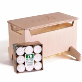 COZY - Die sichere Teelichtheizung, Teelichtofen inklusive 18 Premium Teelichter aus Rapswachs, 2 Fuß Version - 1