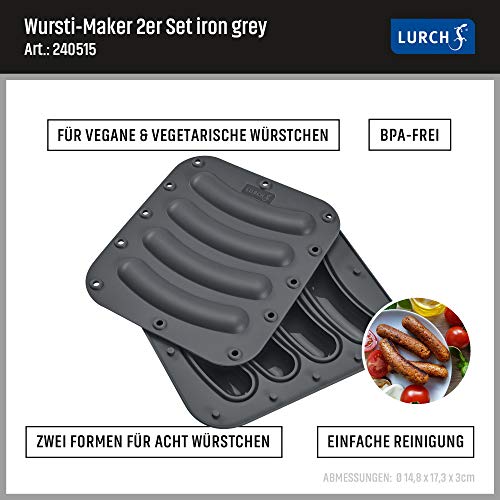 Lurch 240515 Wursti-Maker / Wurstformer im 2er Set zur Herstellung von vegetarischen und veganen Bratwürsten aus 100% BPA-freiem Platin Silikon - 4