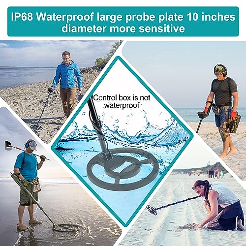 Metal Detector Waterproof 5 Professional Modes Metal Detector, Higher Accuracy, Larger LCD Display, Powerful Memory Mode, 10 Inch IP68 Large Search Coil, Advanced DSP Chip - 5