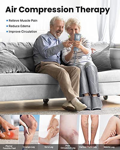 RENPHO Beine Massagegerät, elektrisches Fußmassagegerät für Beine, Waden und Füße, Kompressionsmassage mit 5 Modi und 4 Intensitäten, für Hause, Büro und Reise geeignet - 6