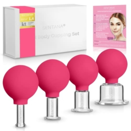 Sentana® Schröpfgläser mit Saugball [4 Stück] - Hochwertiges Schröpfglas Set aus Echtglas für jede Körperstelle - Schröpfen gegen Verspannungen und Cellulite… - 1