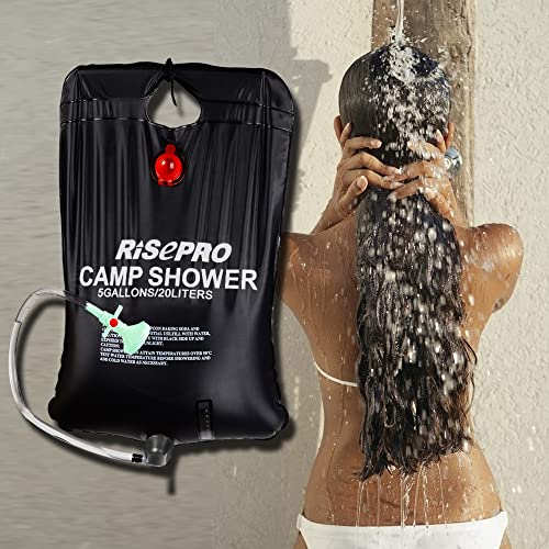 Solar Dusche Tasche, RISEPRO 5 Gallonen/20L Solar Heizung Camping Dusche Tasche mit Temperatur Hot Wasser 45 °C Wandern Klettern C1004 - 8