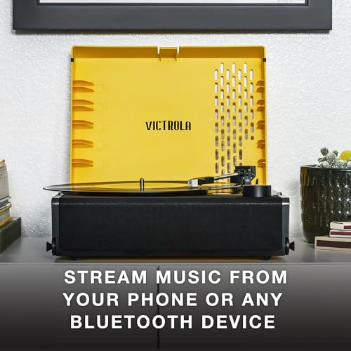 Victrola Revolution GO Tragbarer Bluetooth-Plattenspieler mit DREI Abspielgeschwindigkeiten, nachladbarem Akku mit 12 Stunden Spielzeit und integrierten Lautsprechern | Schwarz | VSC-750SB-BLK-EU - 3
