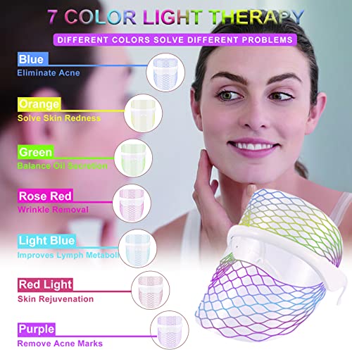 Yofuly LED Gesichtsmaske Lichttherapie, 7 Farben LED-Gesichtsmaske, Kabellos, Lichttherapie, Gesichtsmaske für Hautverjüngung, Gesichtshaut, Anti-Falten, Anti-Aging Haut - 2